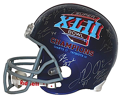 2008 NY Giants Super Bowl XLII Champions Team Autographed Helmet (JSA)