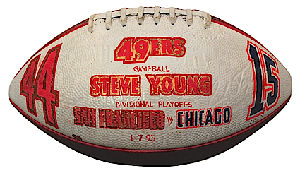 1/7/1995 Steve Young SF 49ers Playoffs Autographed Game Ball (JSA) (Championship Season)