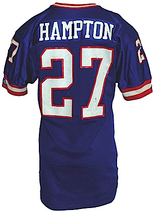 Circa 1993 Rodney Hampton New York Giants Game-Used Home Jersey (Team Repairs)