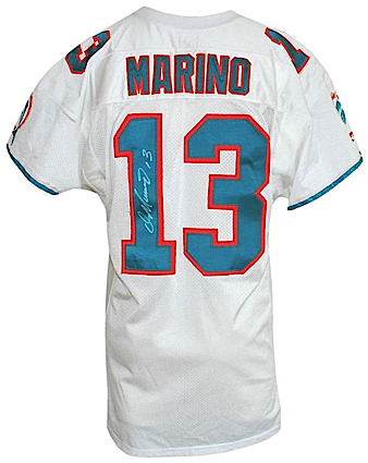 1996 Dan Marino Miami Dolphins Game-Used & Autographed Road Jersey (JSA)