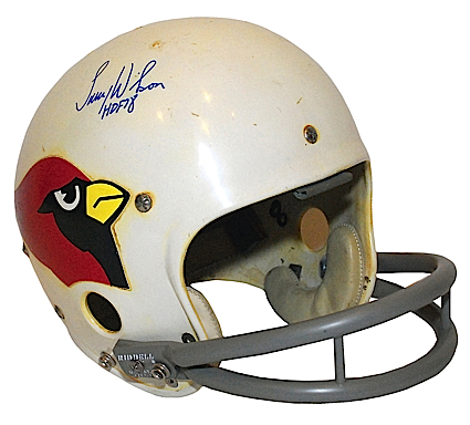 Late 1960s Larry Wilson St. Louis Cardinals Game-Used & Autographed  Suspension Helmet (JSA)
