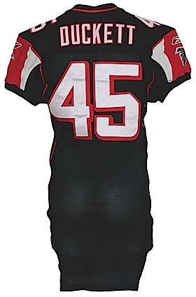 2003 T.J. Duckett Atlanta Falcons Game-Used Home Jersey (Team Repairs)