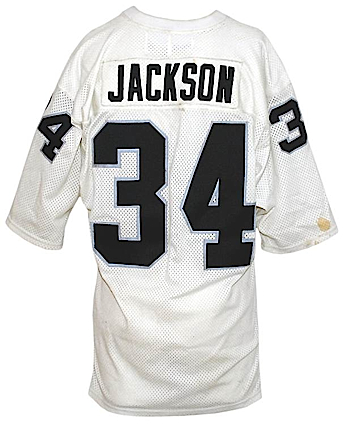 Circa 1990 Bo Jackson Los Angeles Raiders Game-Used Road Jersey (Team Repairs)