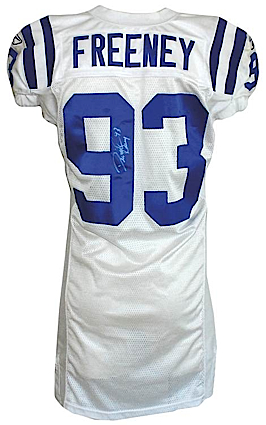 2004 Dwight Freeney Indianapolis Colts Game-Used & Autographed Road Jersey (JSA)