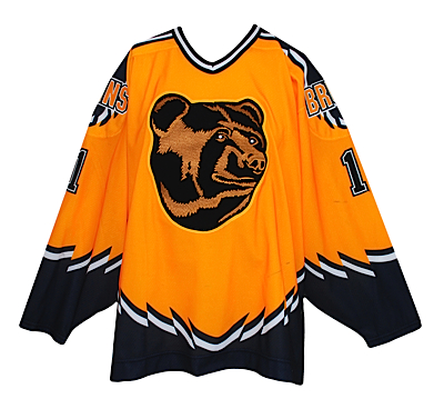 1995-1996 Joe Mullen Boston Bruins Game-Used Bear Head Alternate Jersey