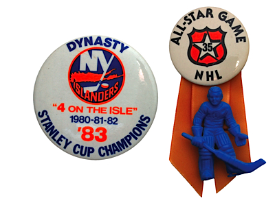 1983 NHL All-Star Game Ticket Stubs Autographed by Gordie Howe & Others with Pins (4) (JSA)