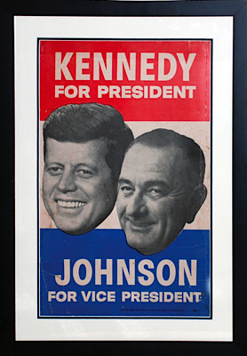 Original 1960 Framed John F Kennedy & Lyndon Johnson Presidential Campaign Poster