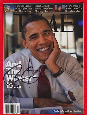Barack Obama Autographed Time Magazine with Inauguration Programs (3) (JSA)