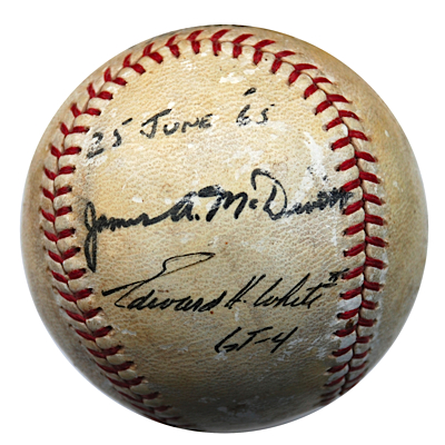 6/25/1965 Astronauts Edward White (Died in Apollo Fire) & James McDivitt Autographed Baseball (JSA)