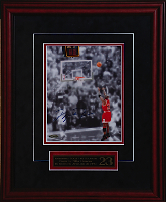 Framed Michael Jordan Chicago Bulls Autographed "Last Shot" Photo (JSA) (UDA)