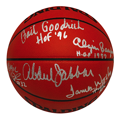 Los Angeles Lakers Retired Numbers Autographed Basketball (JSA)