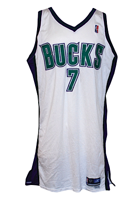 2003-2004 Toni Kukoc Milwaukee Bucks Game-Used & Autographed Home Jersey (MEARS A10) (JSA) 