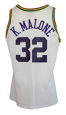 1991-1992 Karl Malone Utah Jazz Game-Used & Autographed Home Jersey (JSA)