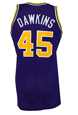 1987-1988 Daryl Dawkins Utah Jazz Game-Used Road Jersey
