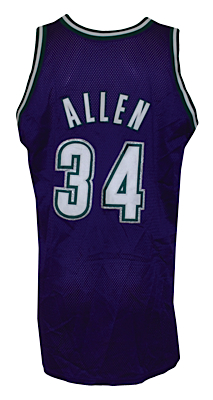 1999-2000 Ray Allen Milwaukee Bucks Game-Used Road Jersey