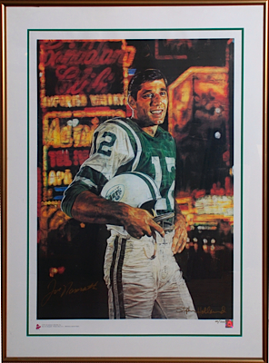 Framed Joe Namath NY Jets Steven Holland Autographed Litho (JSA)