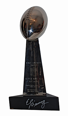 2008 Eli Manning NY Giants Autographed Super Bowl XLII Replica Trophy (JSA)               