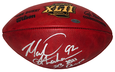 Eli Manning & Michael Strahan NY Giants Autographed Footballs (2) (JSA)