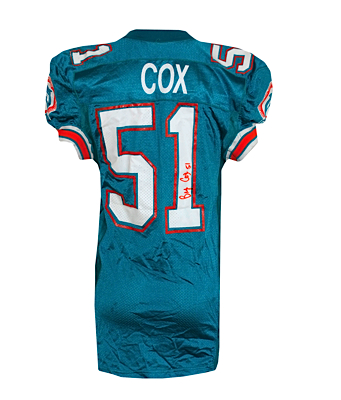 1992 Brian Cox Miami Dolphins Game-Used & Autographed Home Jersey (JSA)
