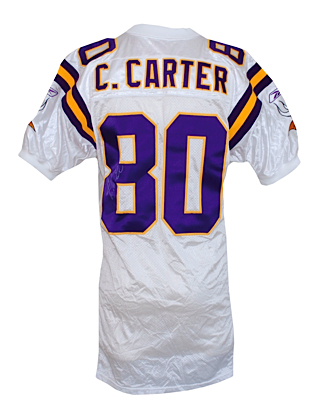 2001 Cris Carter Minnesota Vikings Game-Used & Autographed Road Jersey (JSA)