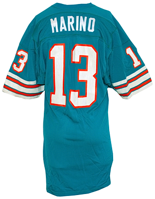 Circa 1985 Dan Marino Miami Dolphins Game-Used Home Jersey (Team Repair)