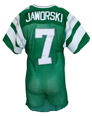 Late 1970s Ron Jaworski Philadelphia Eagles Game-Used Fishnet Mesh Home Jersey with Autographed Photo (2) (JSA)