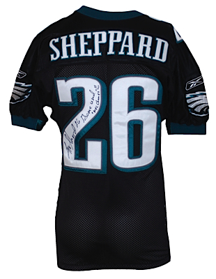 2003 Lito Sheppard Philadelphia Eagles Game-Used & Autographed Alternate Jersey (Team COA) (MEARS A10) (JSA)