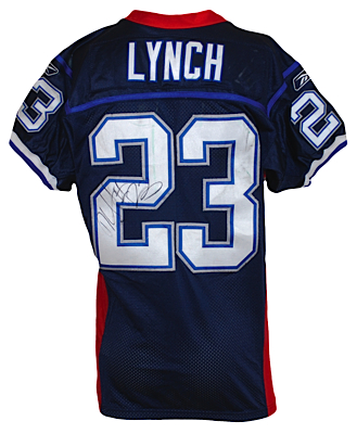10/19/2008 Marshawn Lynch Buffalo Bills Game-Used & Autographed Home Jersey (Photo Match) (PSA/DNA/NFL) (JSA)