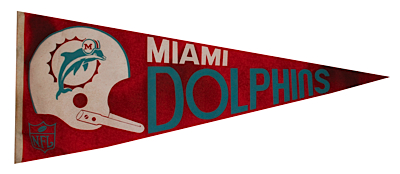 Vintage 1972 Miami Dolphins Championship Oversized Pennant Displayed at Super Bowl VII