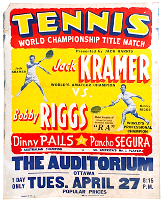 1948 Original Jack Kramer & Bobby Riggs Cardboard Tennis Advertisement