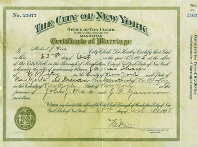 10/23/1925 Jim Thorpe Marriage Certificate Witnessed by John Mara 