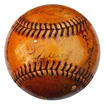 1937 NY Yankees Team Autographed Baseball with Gehrig & DiMaggio (World Champions) (JSA)