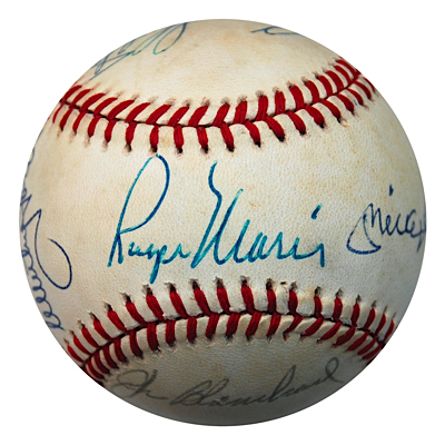 Mickey Mantle, Roger Maris & Others Autographed Baseball From the Personal Collection of Johnny Blanchard (JSA)
