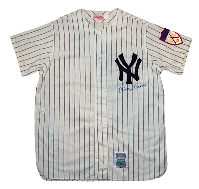 1951 Mickey Mantle NY Yankees Rookie Mitchell & Ness Autographed Home Flannel Jersey (JSA)