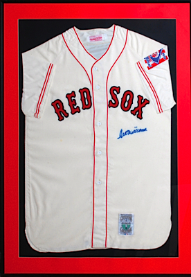 Framed Ted Williams Boston Red Sox Autographed Mitchell & Ness Home Flannel Jersey (JSA)