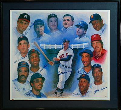 Framed 500 Home Run Club Autographed Limited Edition Poster (JSA)