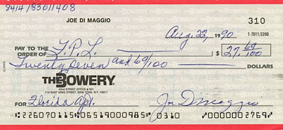 Lot of Joe DiMaggio Signed Checks (5) (JSA)