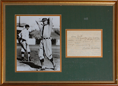 Framed Walter Johnson Autographed Letter with Photo (JSA)