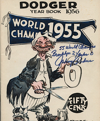 Original 1956 Brooklyn Dodgers Yearbook Autographed by Johnny Podres (JSA)