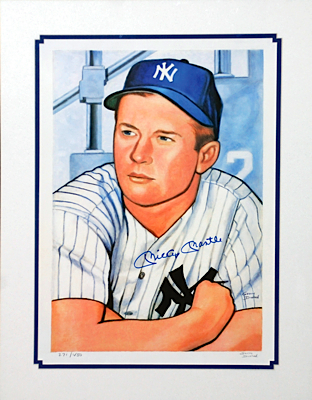 Lot of Mickey Mantle NY Yankees Autographed Dvorak Baseball Card Prints (2) (JSA)