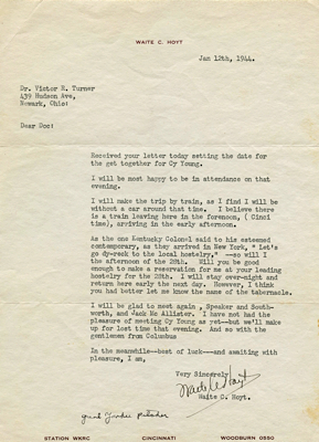 1/12/1944 Waite Hoyt Signed TLS (JSA)