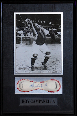 Framed Roy Campanella Autographed Baseball Skin (JSA) (Post Accident)