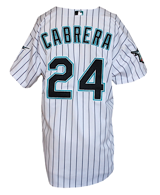 2004 Miguel Cabrera Florida Marlins Game-Used & Autographed Home Jersey (JSA) 