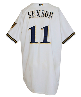 2000 Richie Sexson Milwaukee Brewers Game-Used & Autographed Home Jersey (JSA) (MLB Hologram) 