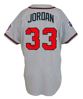 1999 Brian Jordan Atlanta Braves Game-Used & Autographed World Series Road Jersey (JSA) 