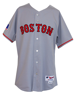 2008 Dusty Brown Boston Red Sox Worn & Autographed Japan Road Jersey (JSA)