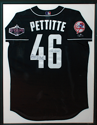 Framed 2001 Andy Pettitte All-Star Game Autographed Replica BP Jersey Given to Brian McNamee (JSA) (McNamee LOA)