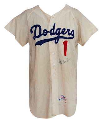 1962 Pee Wee Reese Los Angeles Dodgers Coaches Worn & Autographed Home Flannel Jersey (JSA)