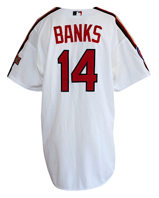 2004 Ernie Banks Chicago Cubs All-Star Game Ceremony Worn & Autographed Jersey (JSA) (MLB Hologram)