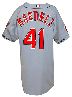 2004 Victor Martinez Cleveland Indians Game-Used & Autographed Japan All-Star Series Road Jersey (JSA)